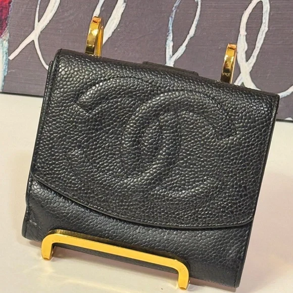 CHANEL Caviar Skin Black Leather Wallet - Picture 1 of 14